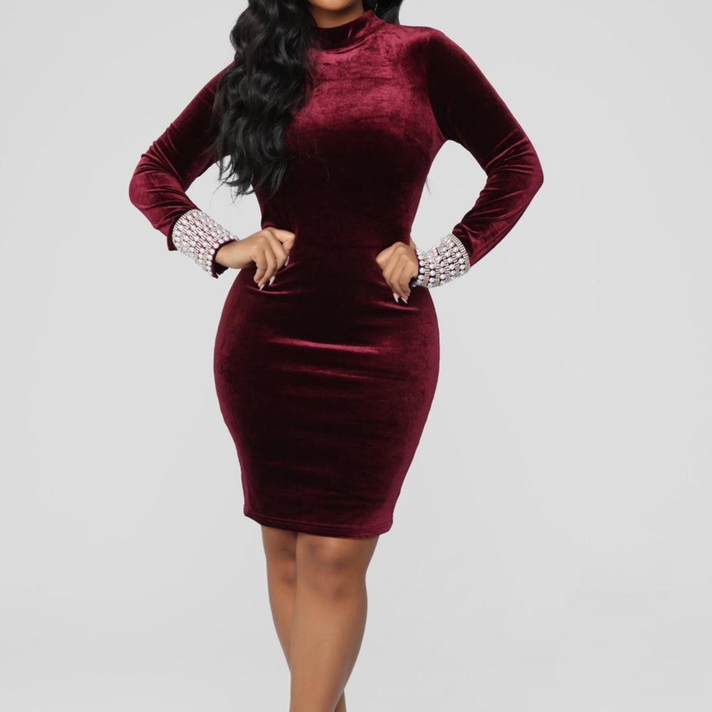 Velvet burgundy dress
